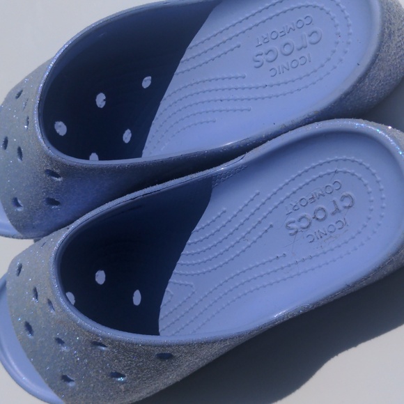 Sparkly glitter platform Moon Jelly Crocs in purple sz 10 - Picture 7 of 12